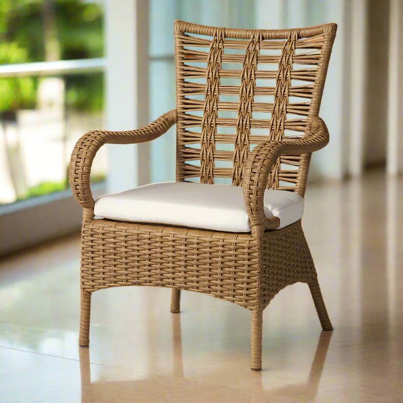 Lloyd Flanders Magnolia Woven Vinyl Outdoor Dining Armchair