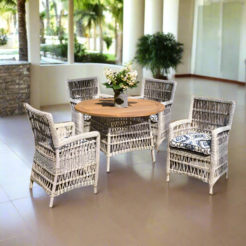 Lloyd Flanders Mackinac 5 Piece Woven Vinyl 5 Piece Round Dining Set