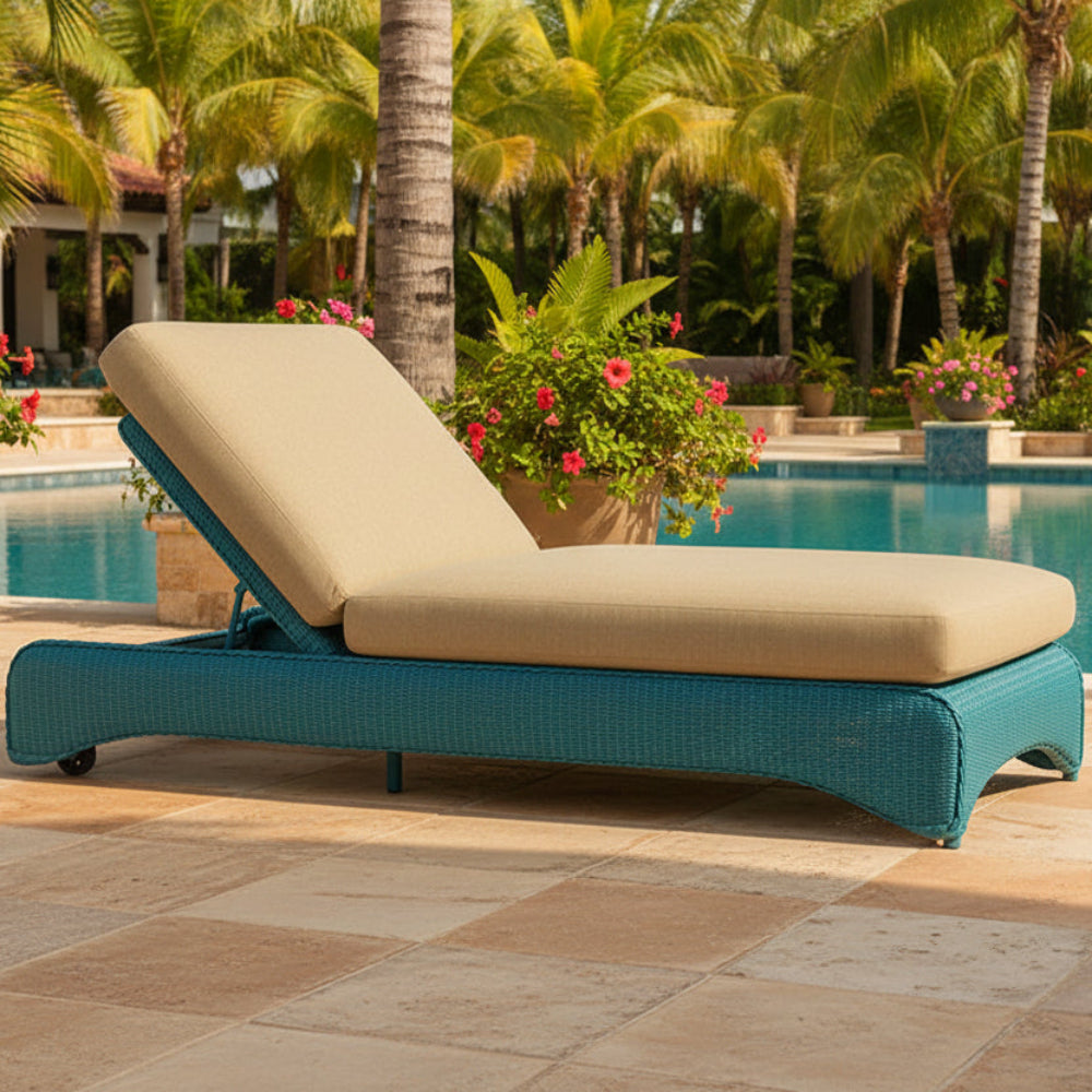 Lloyd Flanders Loom Wicker Outdoor Double Chaise Lounge
