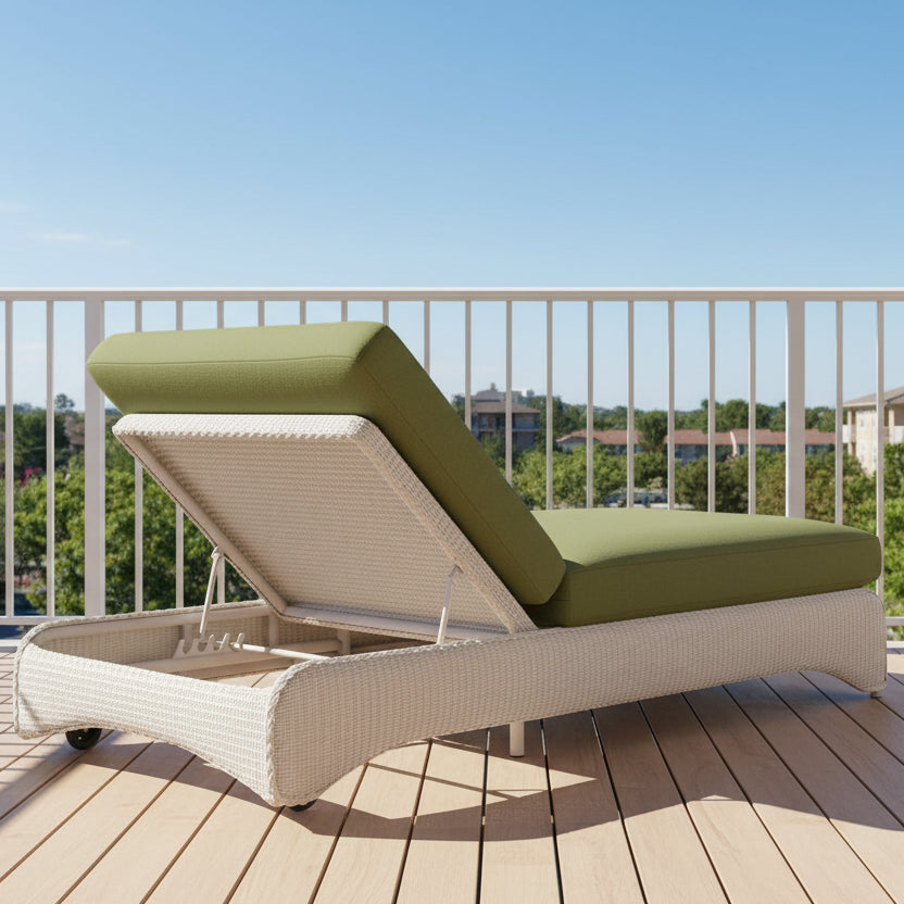Lloyd Flanders Loom Wicker Outdoor Double Chaise Lounge