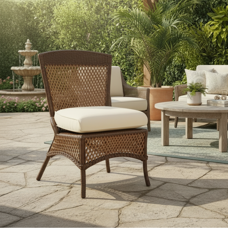 Lloyd Flanders Grand Traverse Wicker Outdoor Armless Dining Side Chair