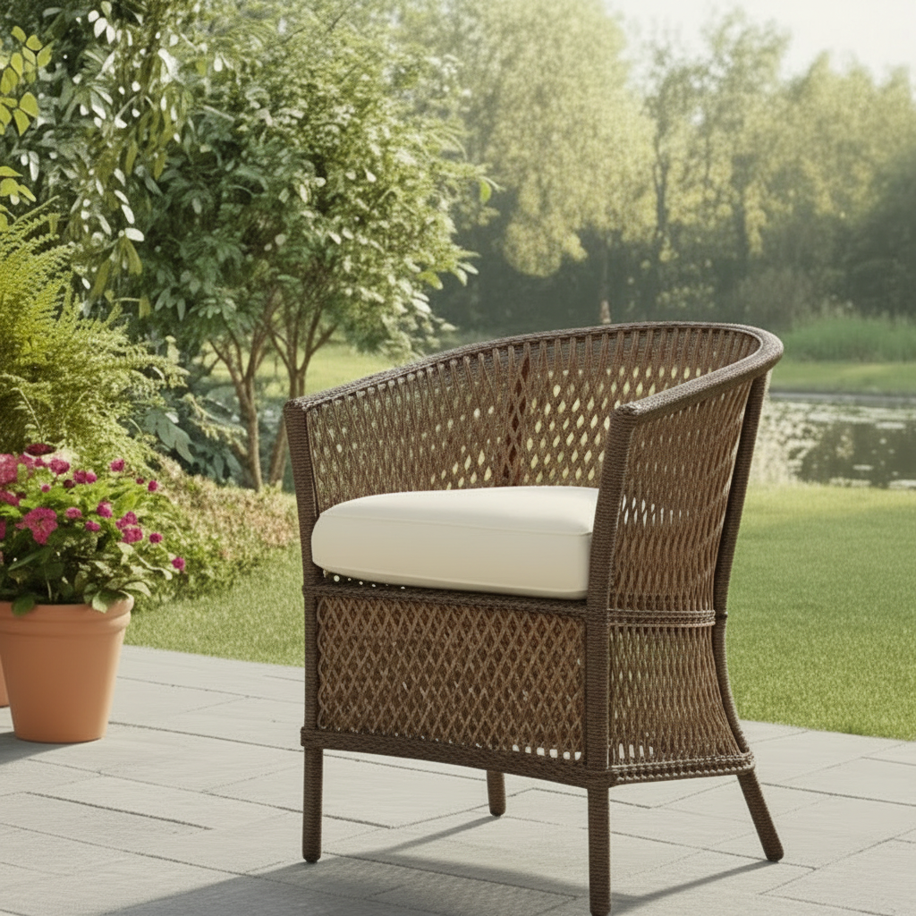 Lloyd Flanders Grand Traverse Wicker Outdoor Barrel Dining Chair