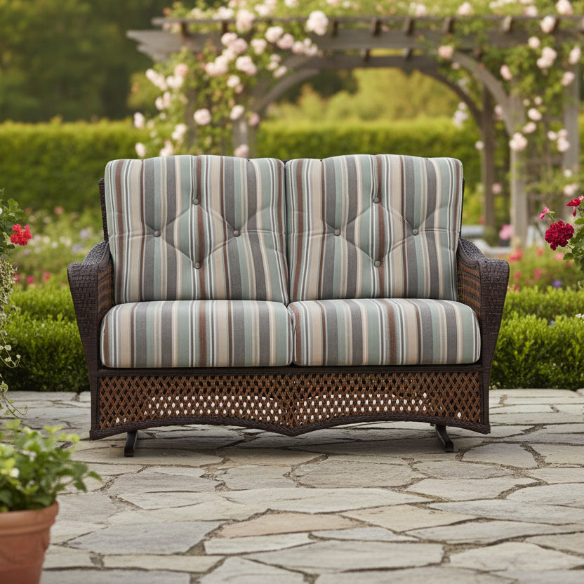 Lloyd Flanders Grand Traverse Wicker Outdoor Glider Loveseat