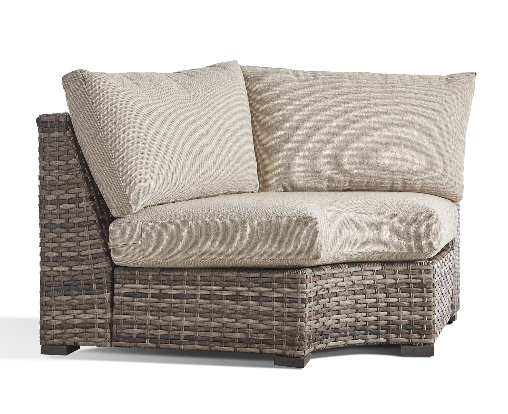 South Sea Rattan New Java Resin Wicker 7-Person Outdoor Wedge Corner Sectional Living Set