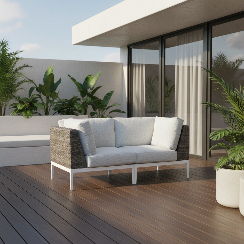 South Sea Rattan Stevie Aluminum Outdoor Settee