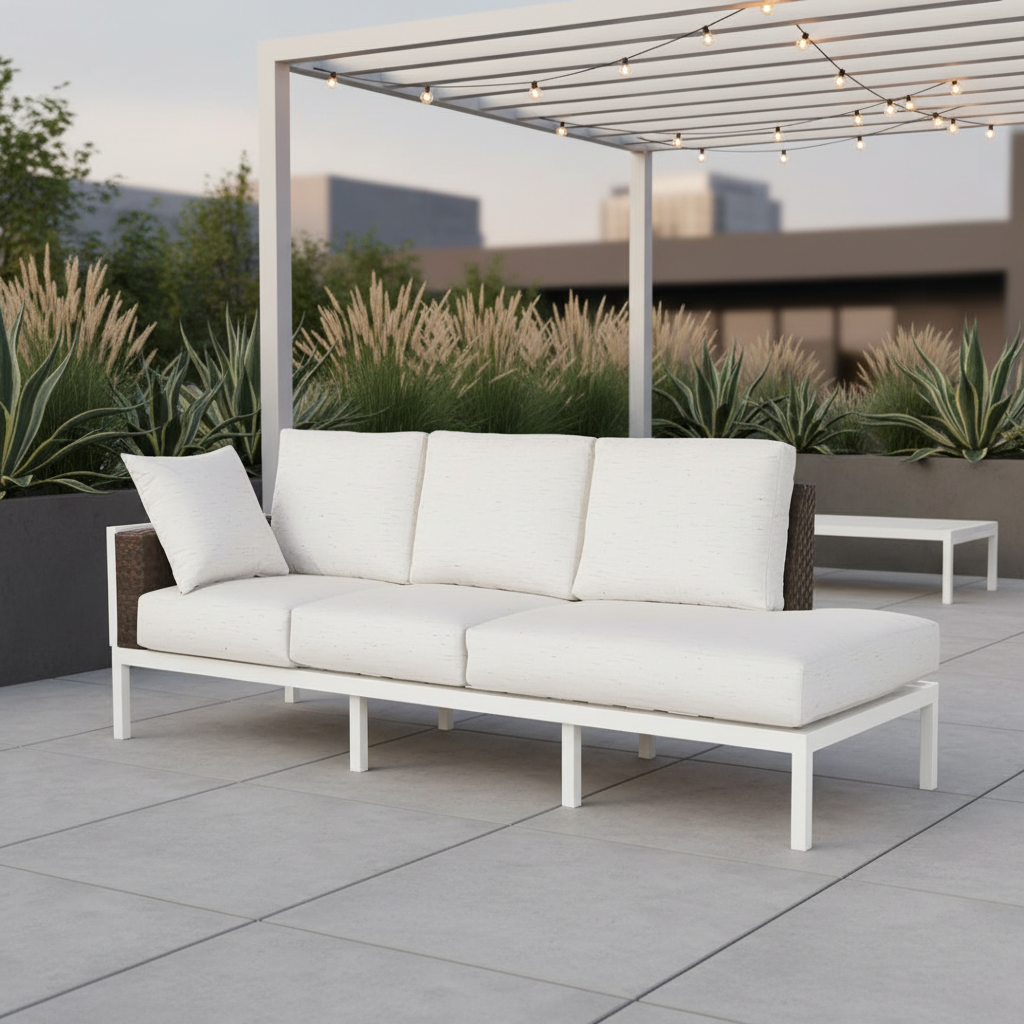 South Sea Rattan Stevie Aluminum Outdoor Right-Side Facing Sofa Chaise