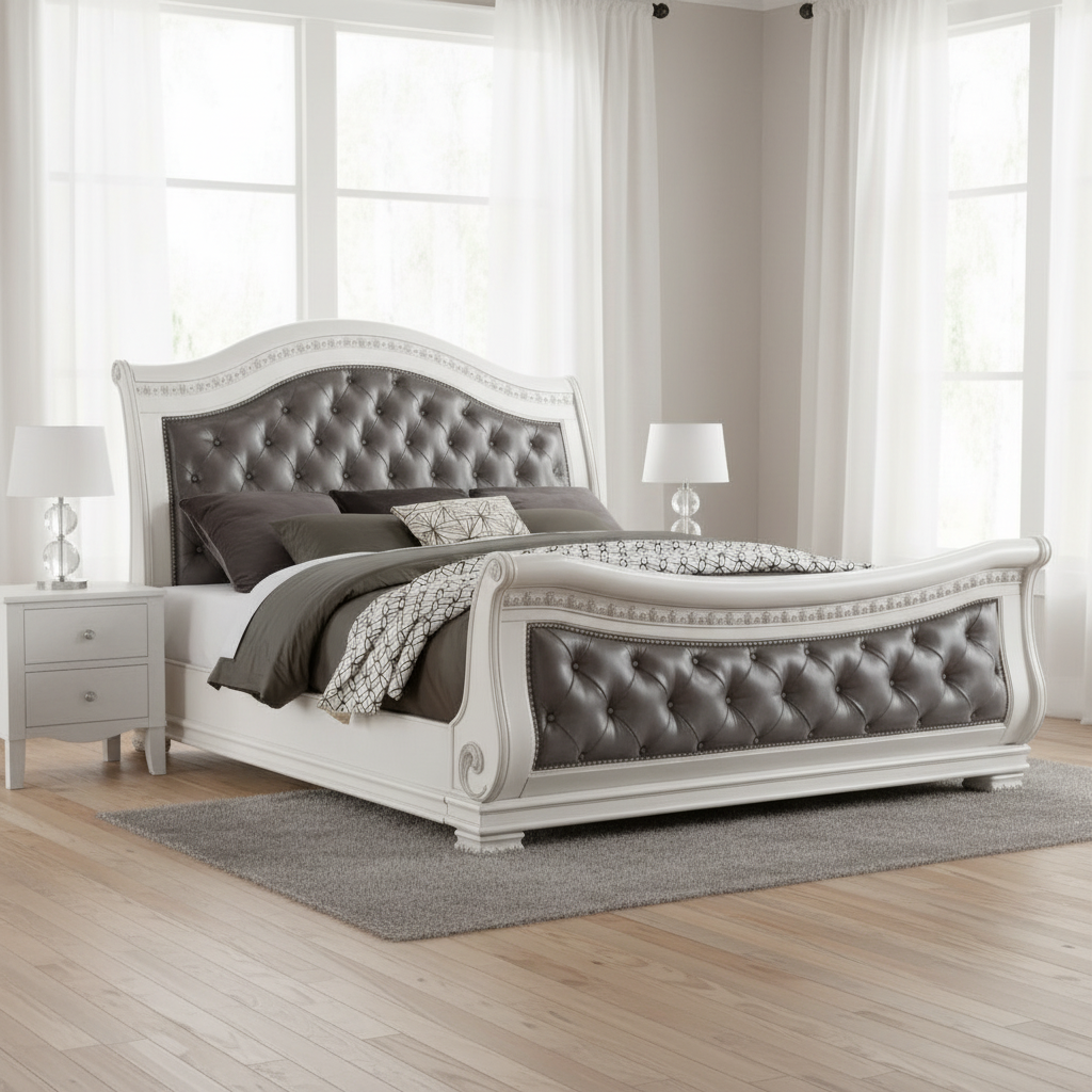 Oasis Home Bianca Upholstered King Sleigh Bed