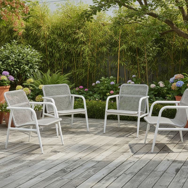 Lloyd Flanders Burano All-Aluminum Frame Lounge Chair (Set of 4)