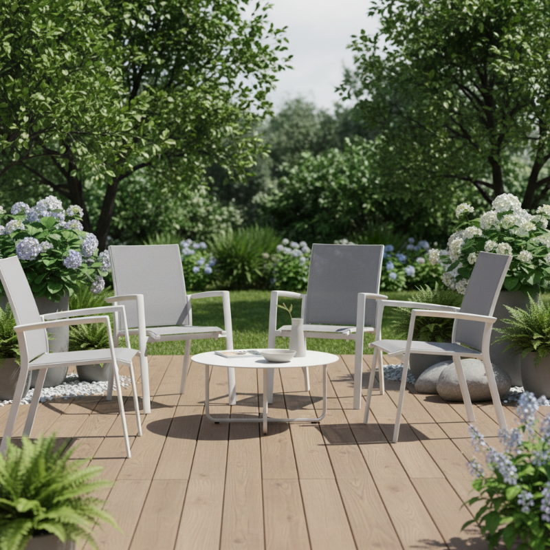 Lloyd Flanders Salina All-Aluminum Frame High Back Dining Chair (Set of 4)