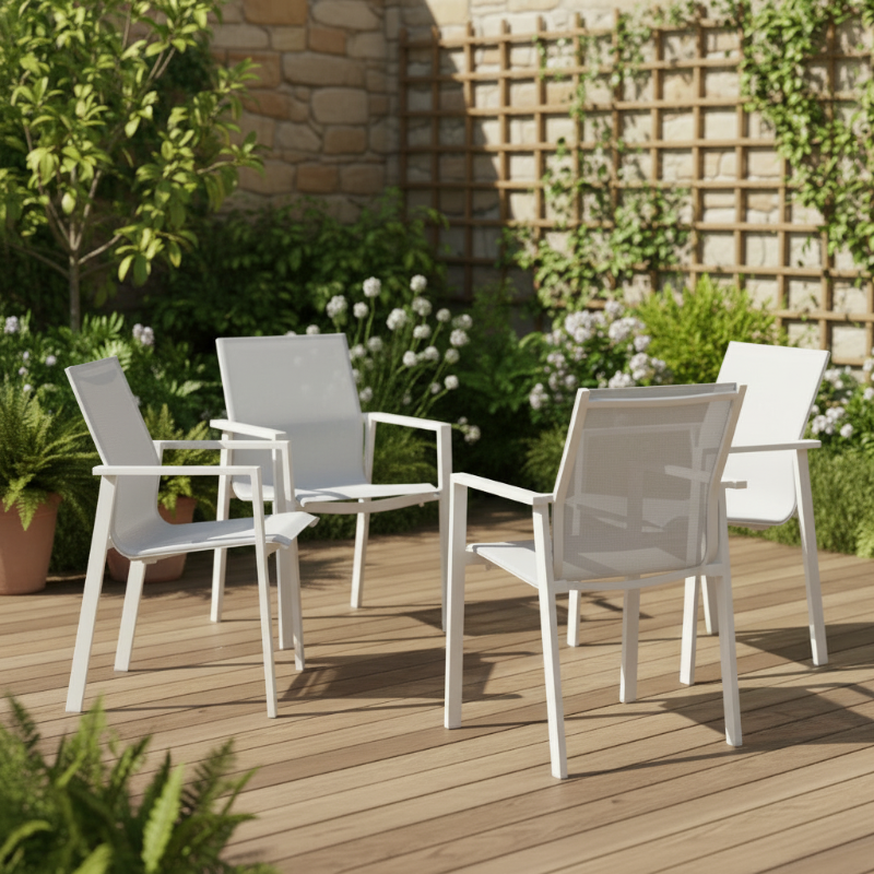 Lloyd Flanders Capri All-Aluminum Frame High Back Dining Chair (Set of 4)