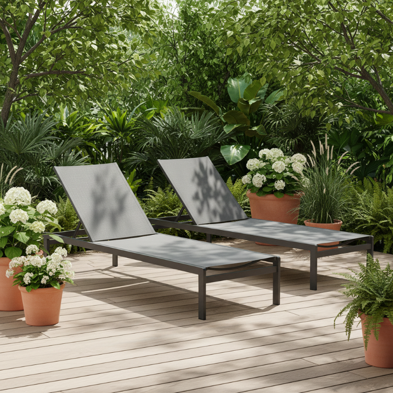 Lloyd Flanders Coral All-Aluminum Frame Stacking Chaise (Set of 2)