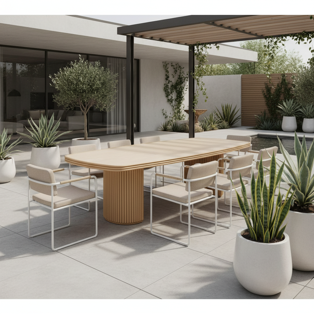 Lloyd Flanders Riviera Aluminum Outdoor 94.5" Rectangular Dining Table