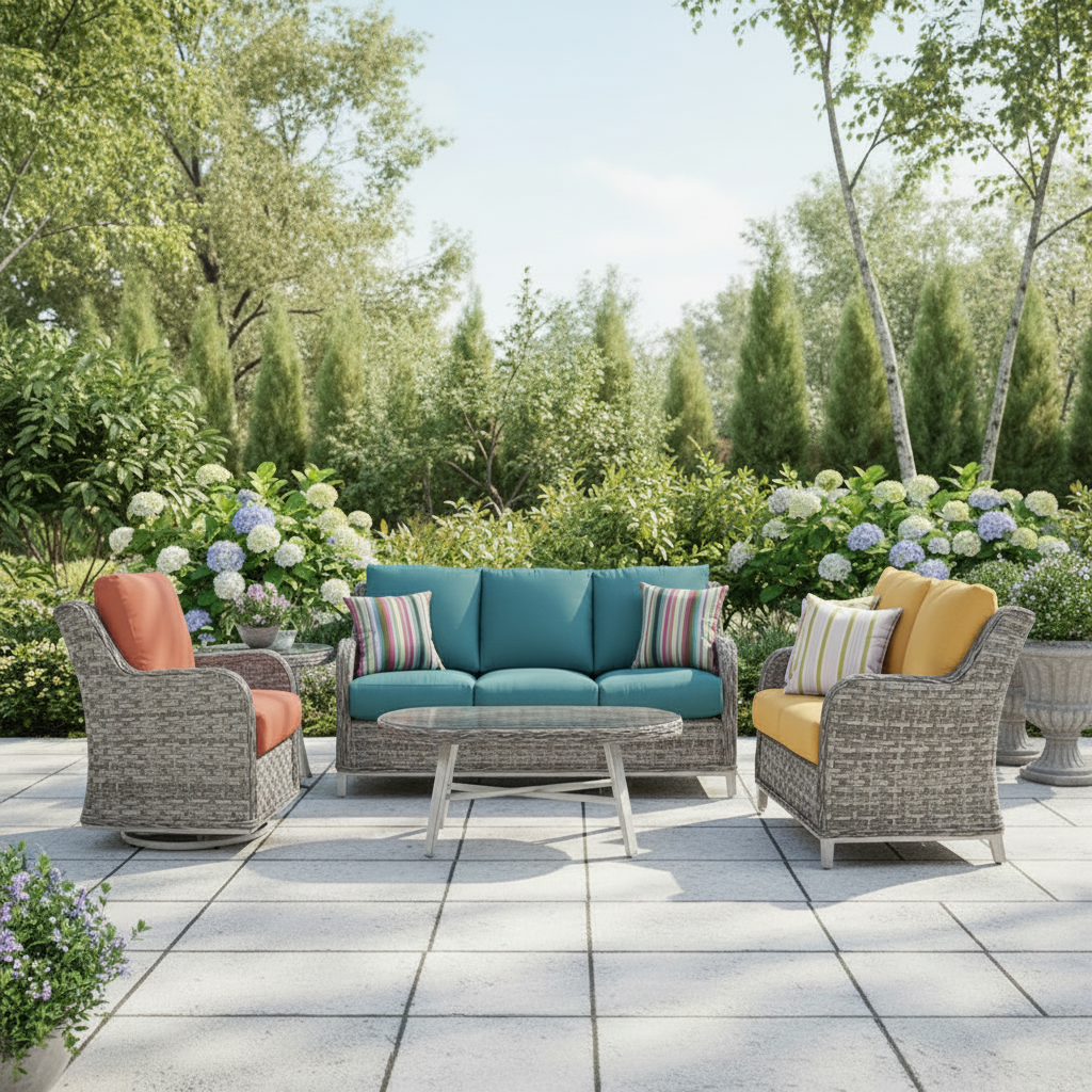 South Sea Rattan Grand Isle Wicker Outdoor 6-Person Patio Set With Glider