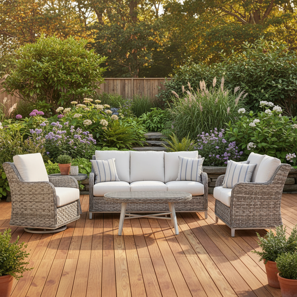 South Sea Rattan Grand Isle Wicker Outdoor 6-Person Patio Set With Glider