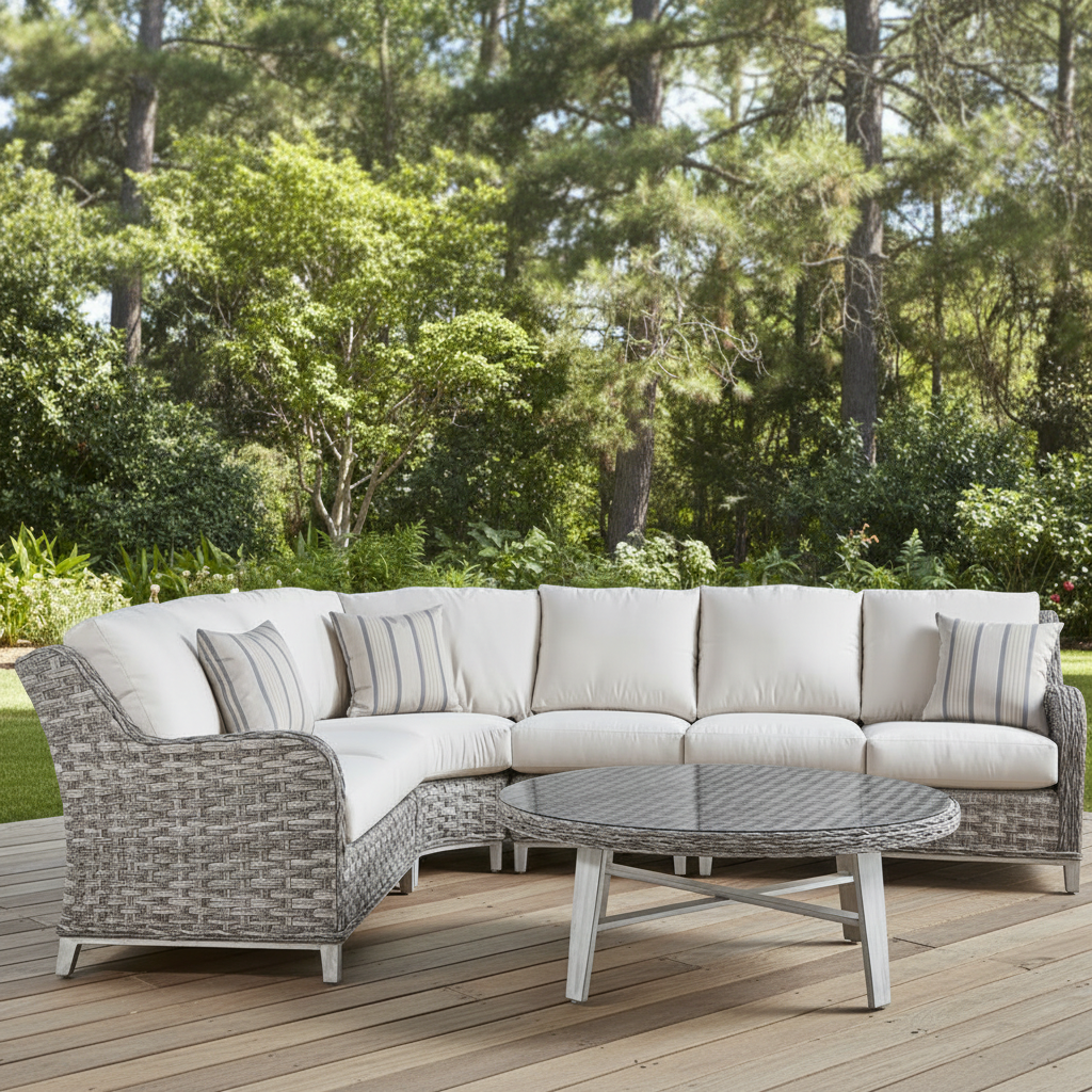 South Sea Rattan Grand Isle Wicker Outdoor 6-Person Sectional Sofa Living Set