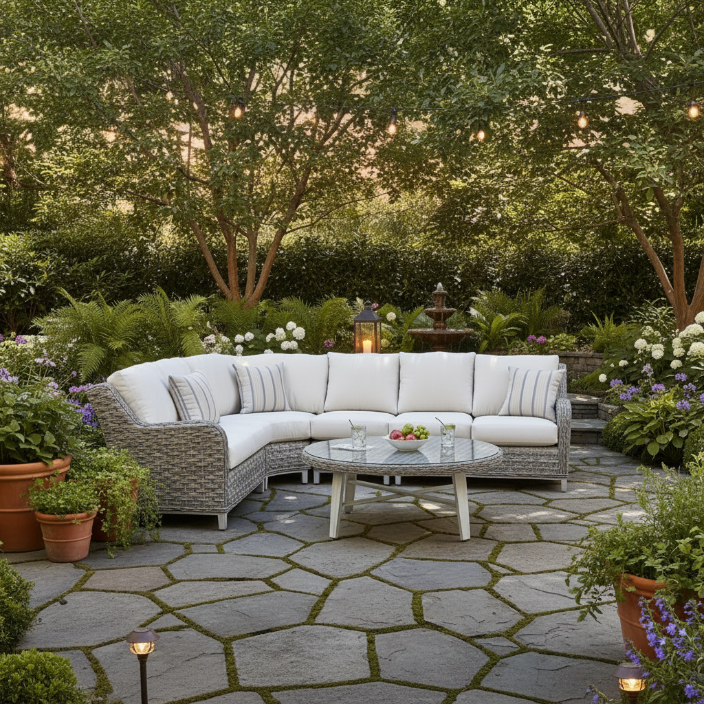 South Sea Rattan Grand Isle Wicker Outdoor 6-Person Sectional Sofa Living Set