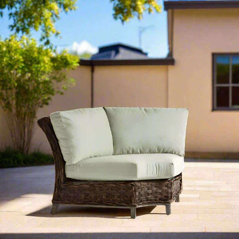 South Sea Rattan Grand Isle Wicker Outdoor Sectional Wedge Corner Chair