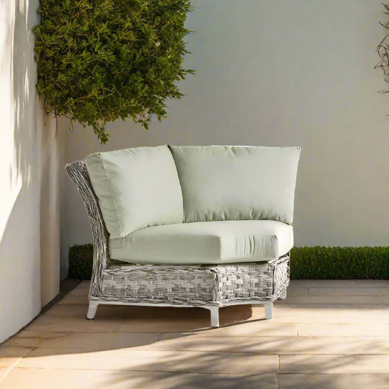 South Sea Rattan Grand Isle Wicker Outdoor Sectional Wedge Corner Chair