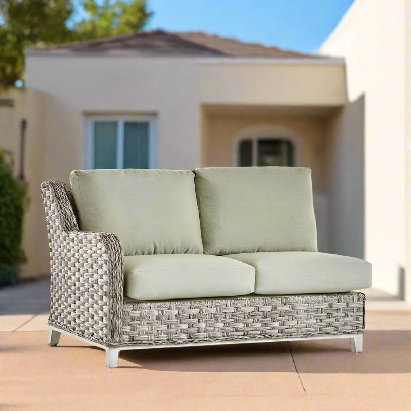 South Sea Rattan Grand Isle Wicker Outdoor Left Arm Facing Loveseat