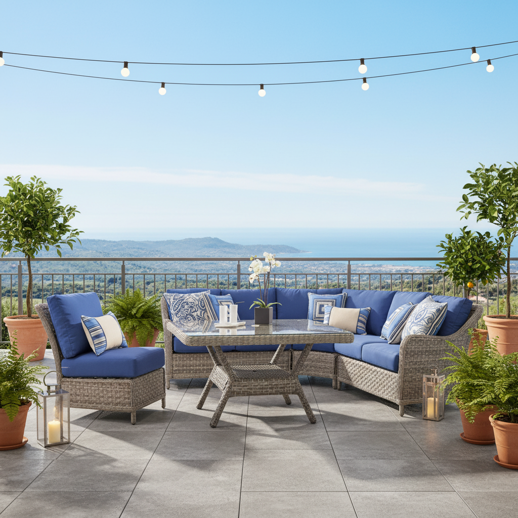 South Sea Rattan Mayfair Wicker Outdoor 6-Person Sectional Sofa Set