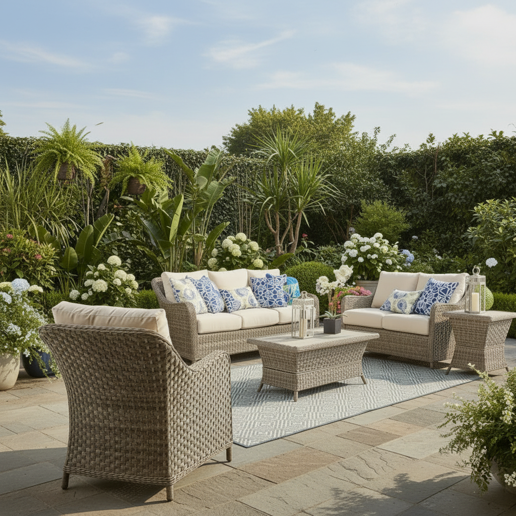 South Sea Rattan Mayfair Wicker Outdoor 6-Person Lounge Set