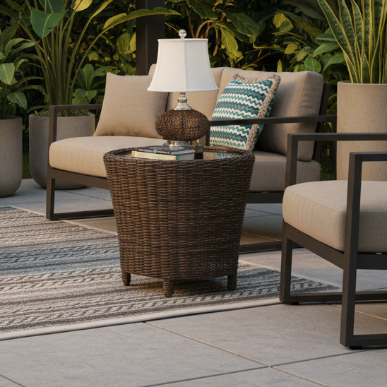 South Sea Rattan St John Wicker Outdoor End Table