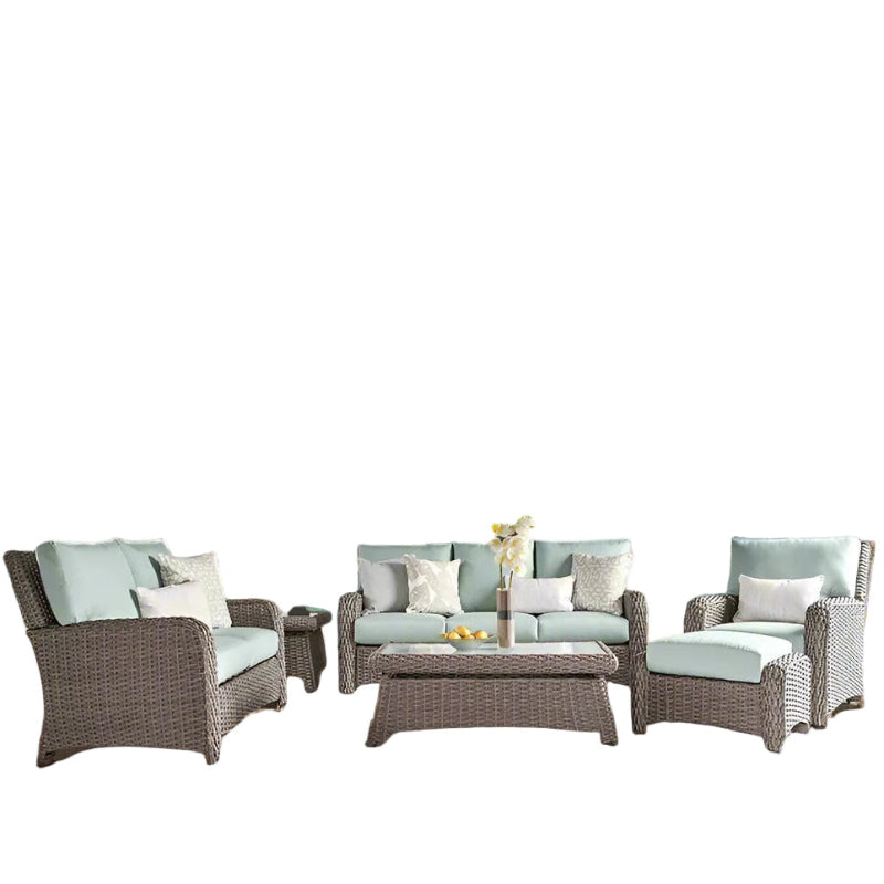 South Sea Rattan Saint Tropez Wicker Outdoor 6-Person Patio Lounge Set