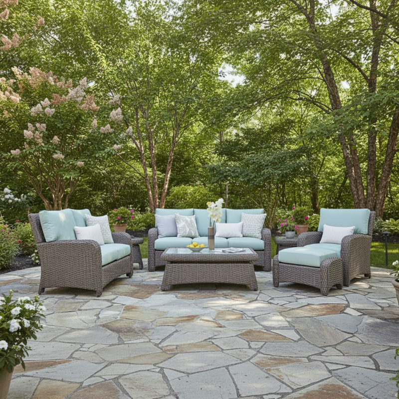 South Sea Rattan Saint Tropez Wicker Outdoor 6-Person Patio Lounge Set