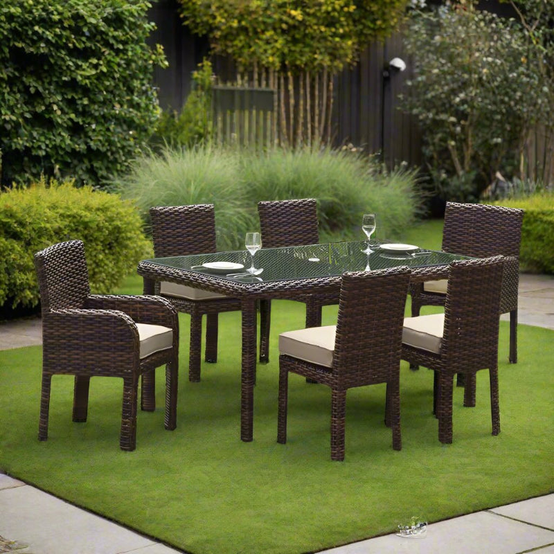 South Sea Rattan Saint Tropez Wicker Outdoor 6-Person Rectangular Dining Set