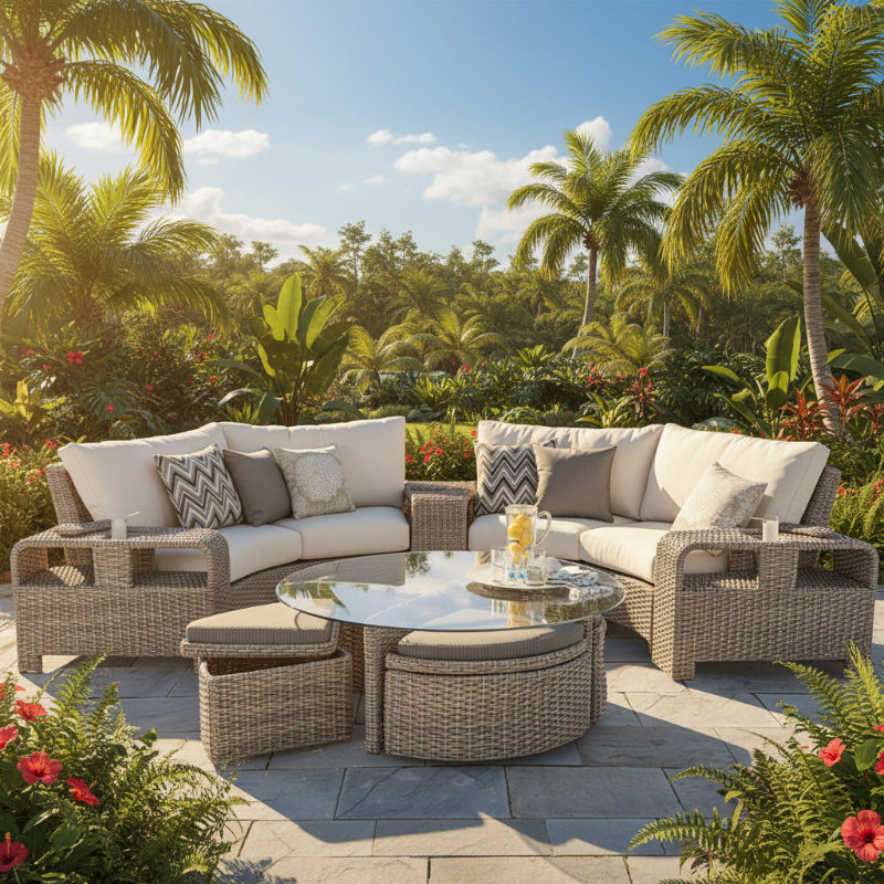 South Sea Rattan Saint Tropez Wicker Outdoor Curved Sectional