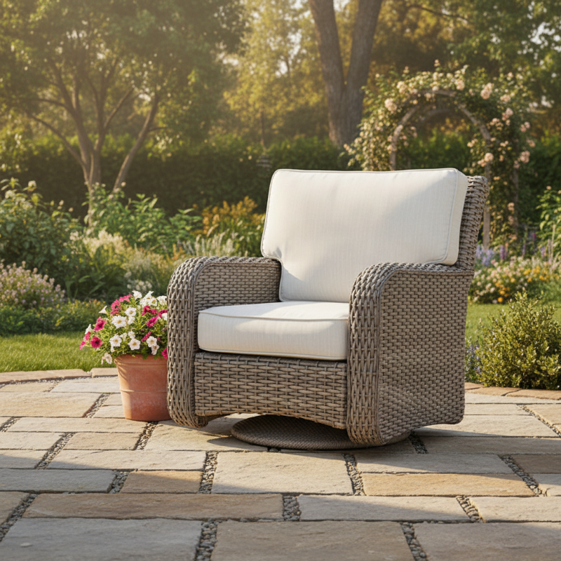 South Sea Rattan Saint Tropez Wicker Outdoor Swivel Glider