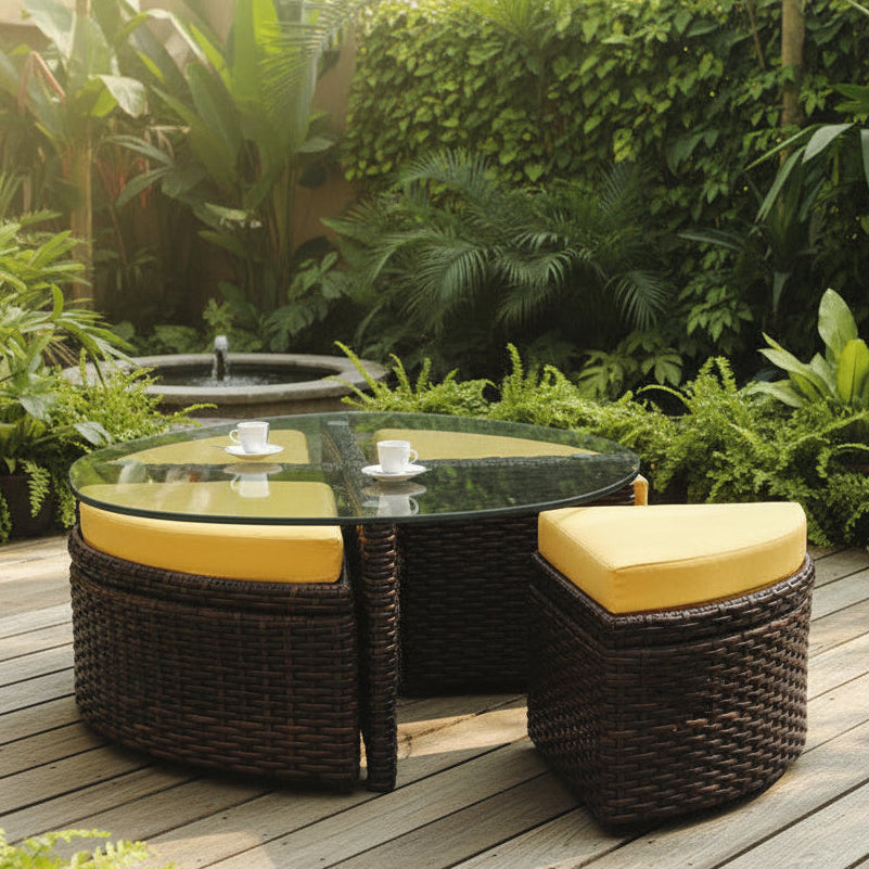 South Sea Rattan Saint Tropez Wicker Outdoor 6-Person Curved Sectional Set