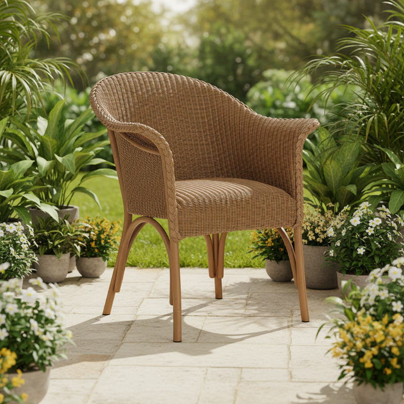 Lloyd Flanders All Seasons Wicker Aluminum Outdoor Dining Armchair with Padded Seat