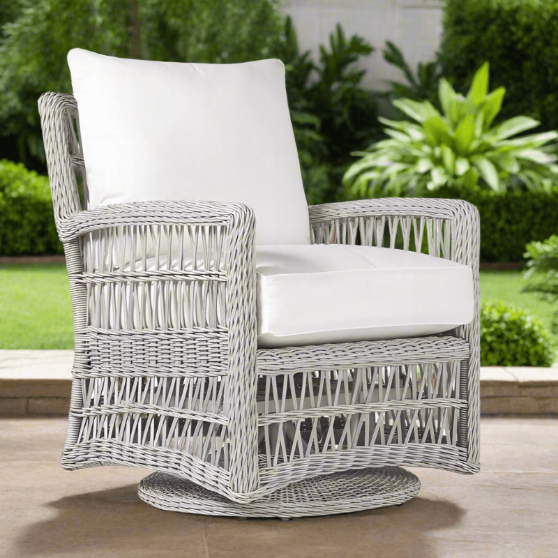Lloyd Flanders Mackinac Woven Vinyl Outdoor Swivel Glider Lounge Chair