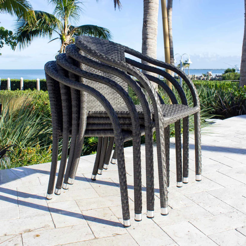 Hospitality Rattan Spectrum Wicker Outdoor 2 Piece Stackable Armchair Set with Cushions