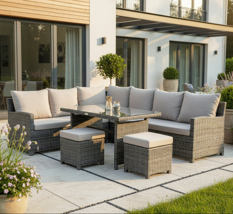 Hospitality Rattan Spectrum Wicker Outdoor 6-Person Sectional Lounge Set with Cushions