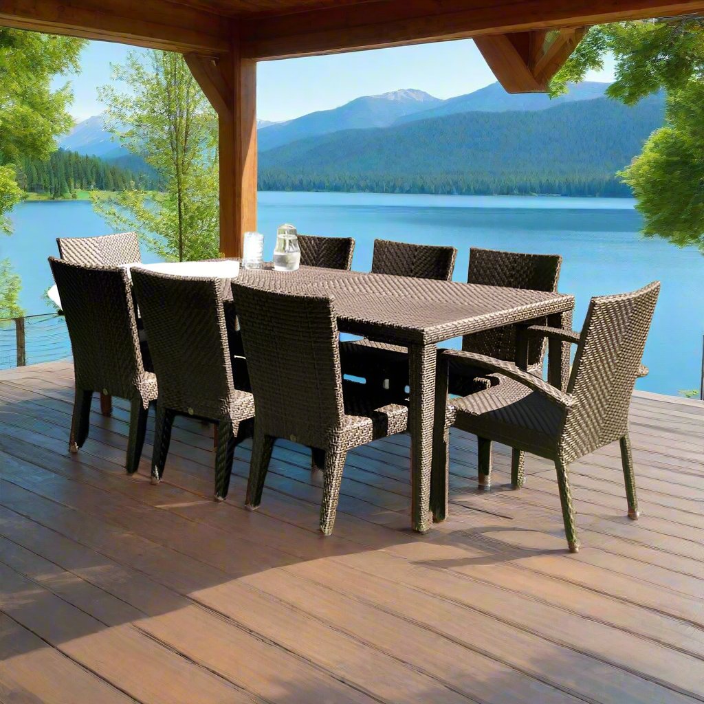 Hospitality Rattan Soho Wicker 9 Piece Dining Set