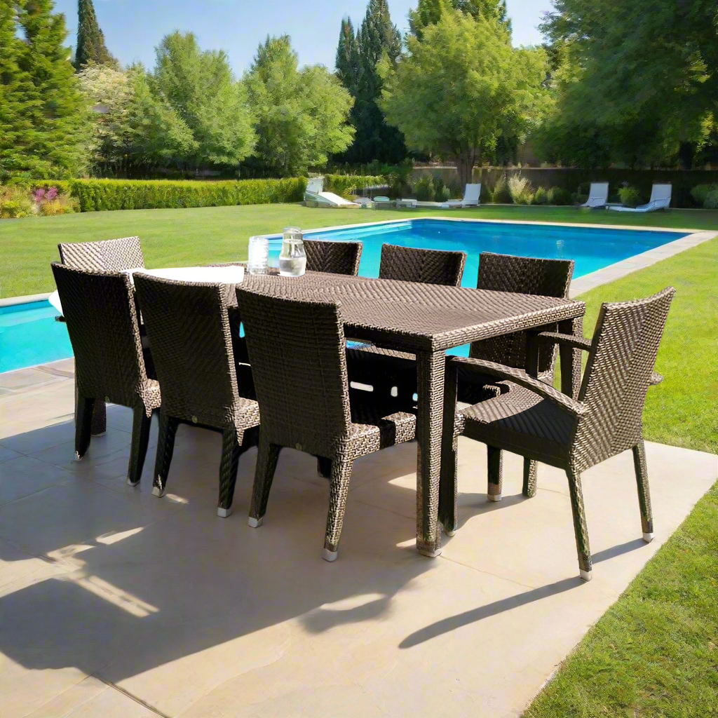 Hospitality Rattan Soho Wicker 9 Piece Dining Set