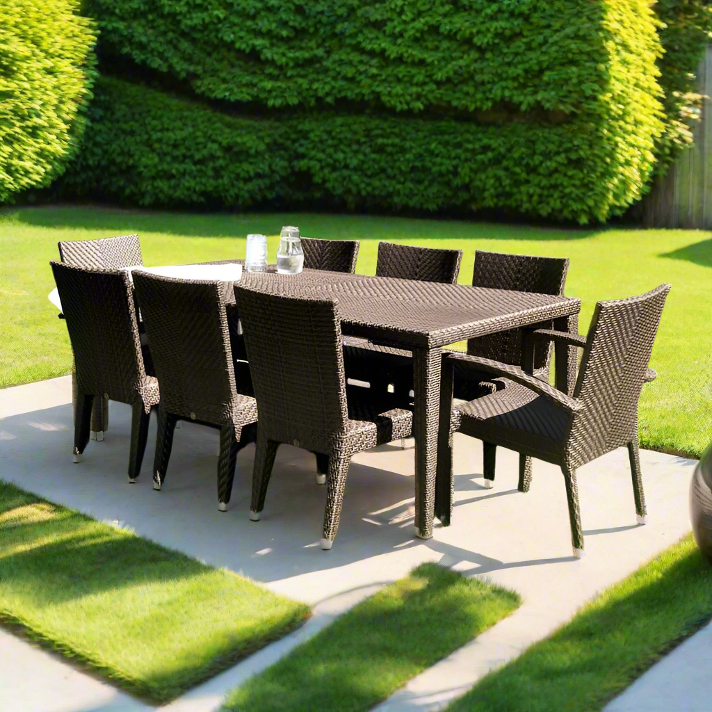 Hospitality Rattan Soho Wicker 9 Piece Dining Set