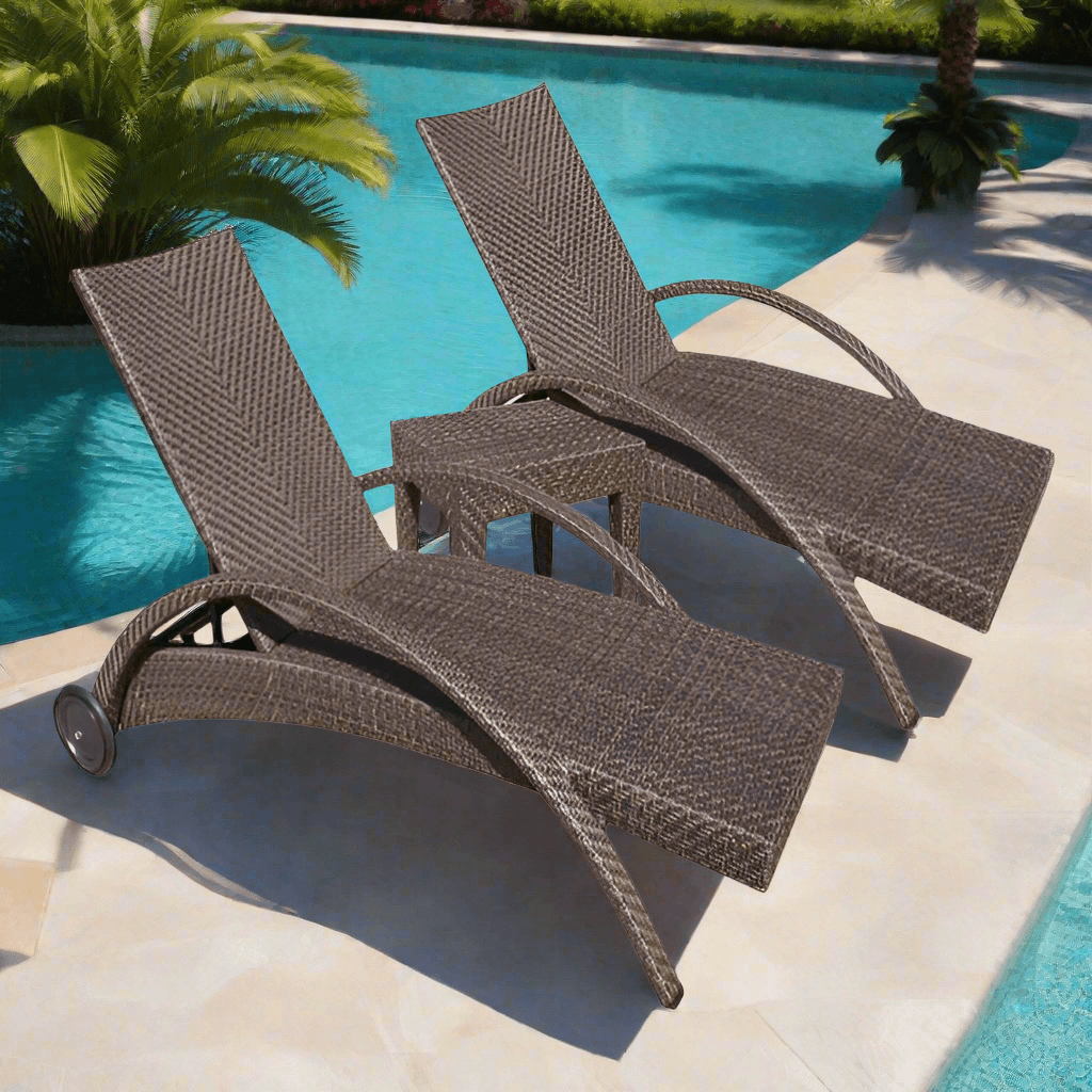 Hospitality Rattan Soho 3 PC Chaise Lounge Set