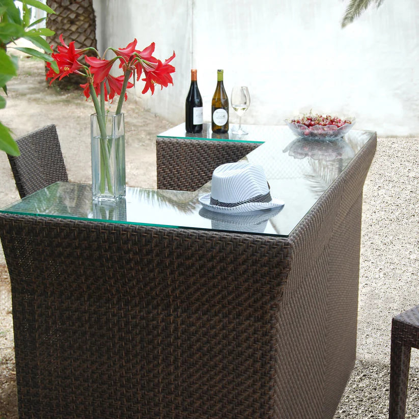 Hospitality Rattan Atlantis Wicker Outdoor Bar with Glass Top