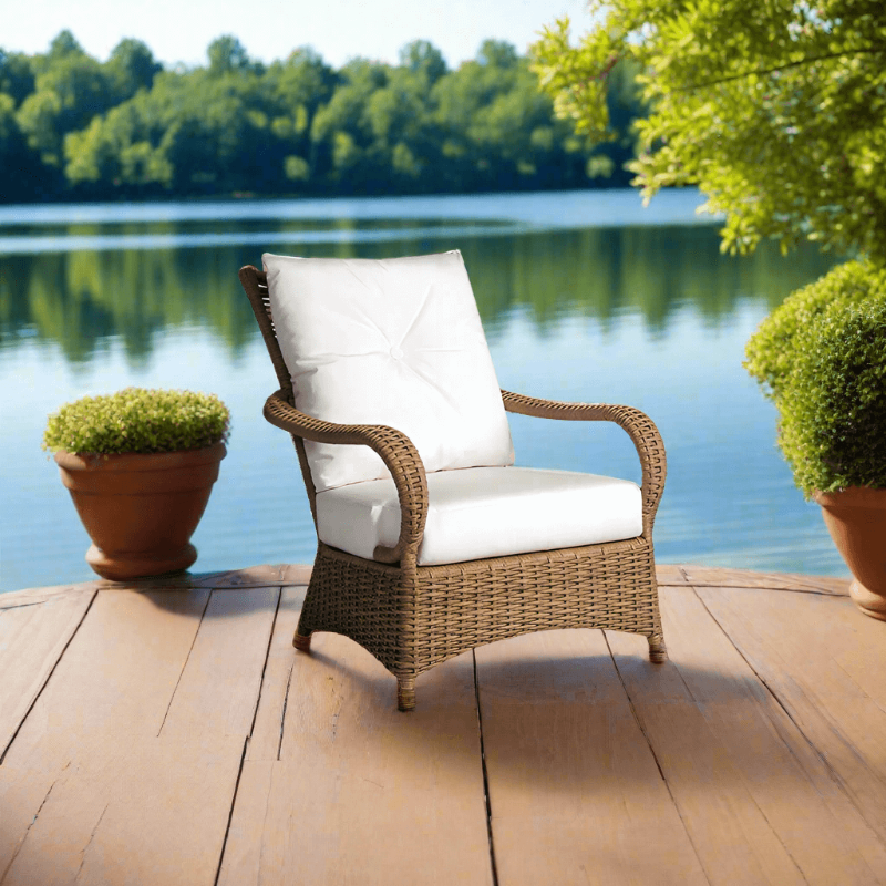 Lloyd Flanders Magnolia Woven Vinyl Outdoor Lounge Chair