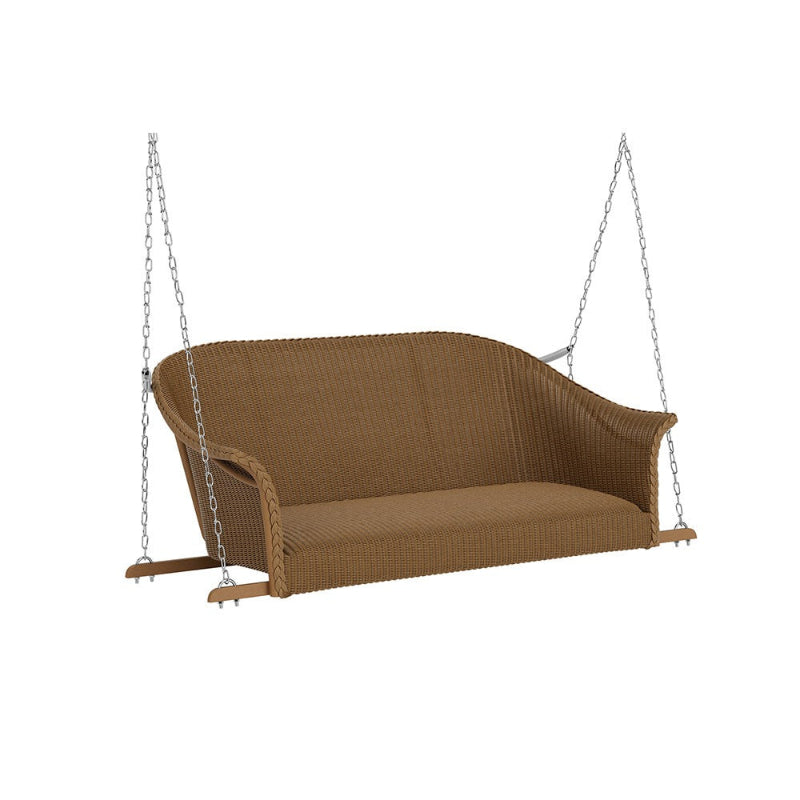 Lloyd Flanders All Seasons Wicker Aluminum Outdoor Settee Swing with Padded Seat