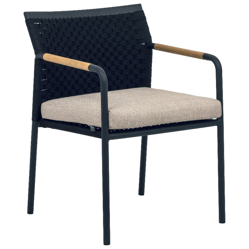Alfresco Home Elle Black Aluminum Outdoor Dining Chair With Cushion