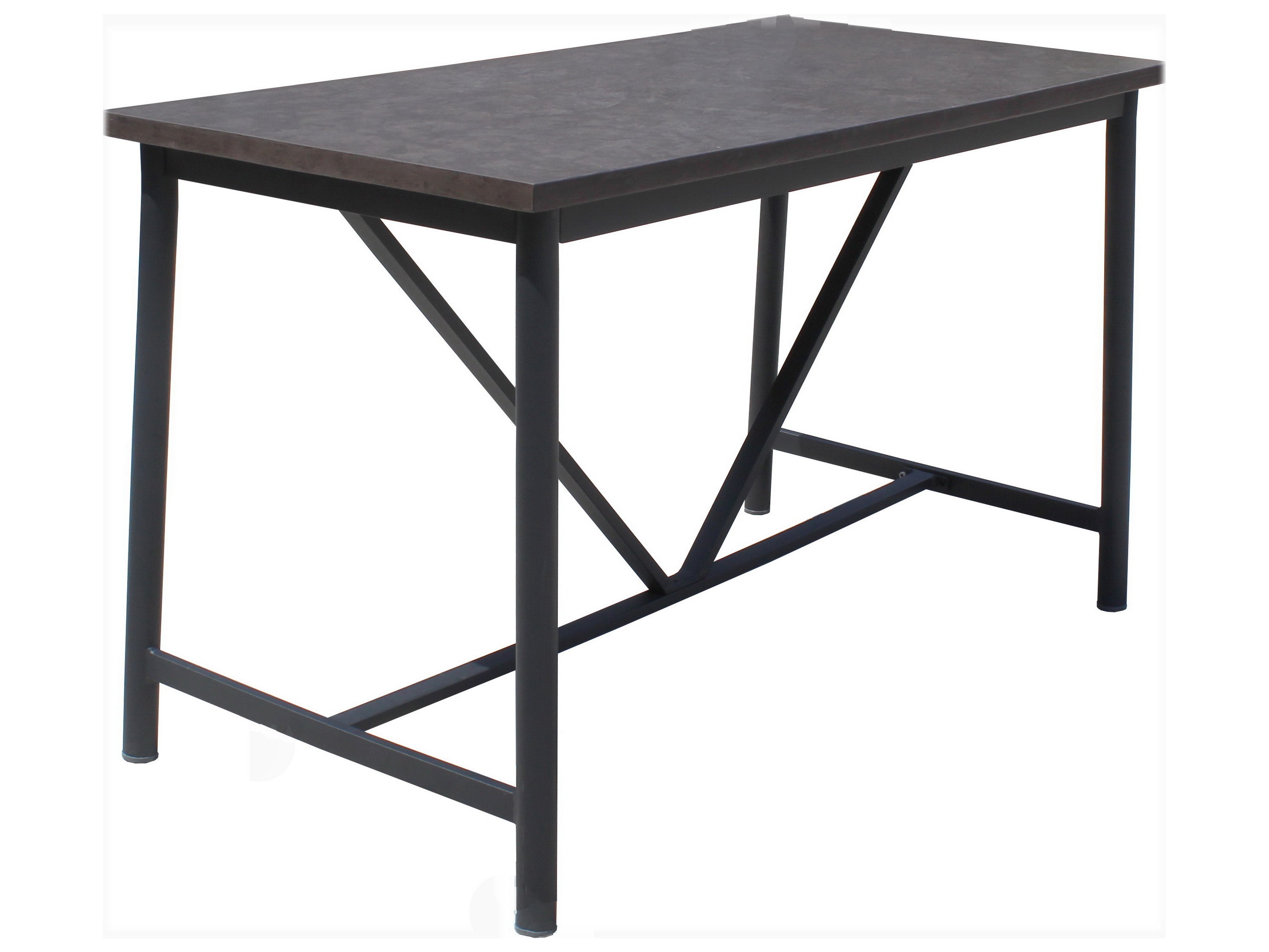 Alfresco Home Jasper Lava Concrete Aluminum 59" Rectangular Counter Table with Umbrella Hole