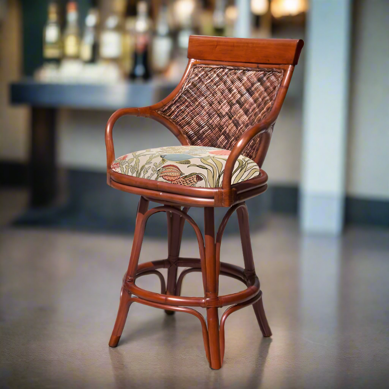 Alexander & Sheridan Bermuda Rattan Indoor 24" Bar Stool