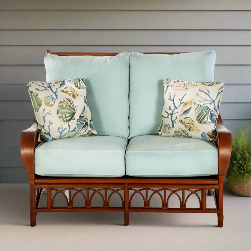 Alexander & Sheridan Cuba Rattan Indoor Loveseat with Cushions