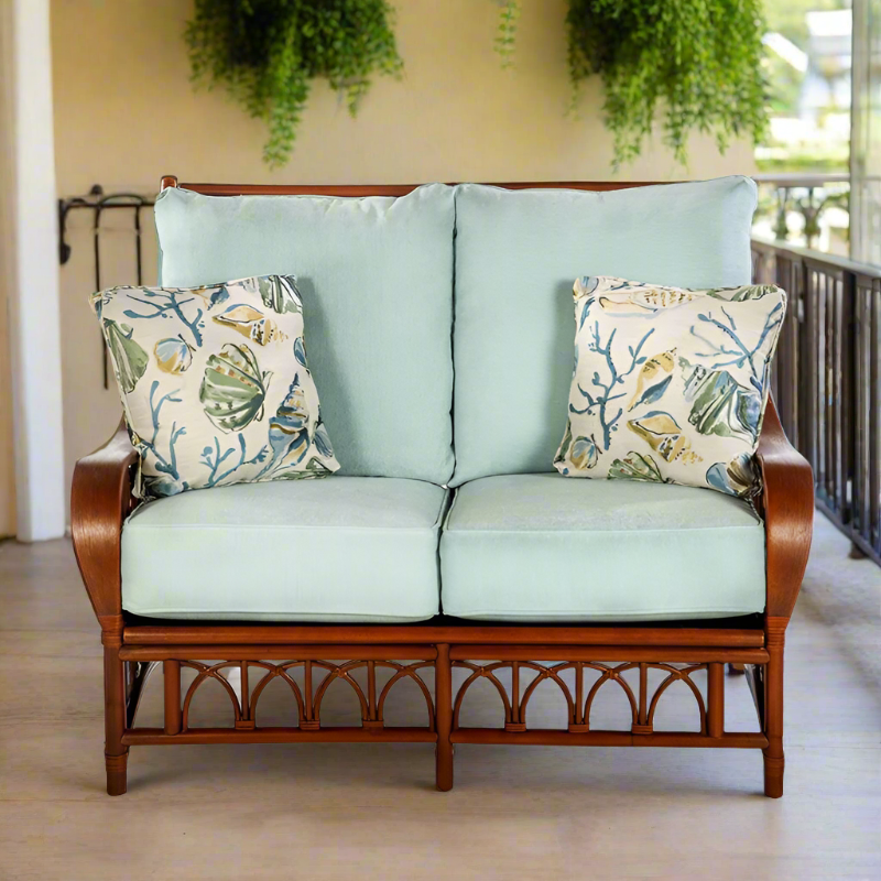 Alexander & Sheridan Cuba Rattan Indoor Loveseat with Cushions