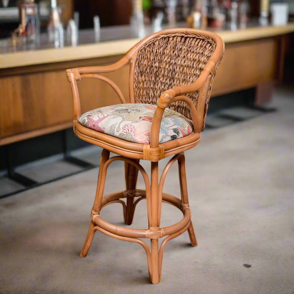 Alexander & Sheridan Panama Rattan Indoor 24" Bar Stool
