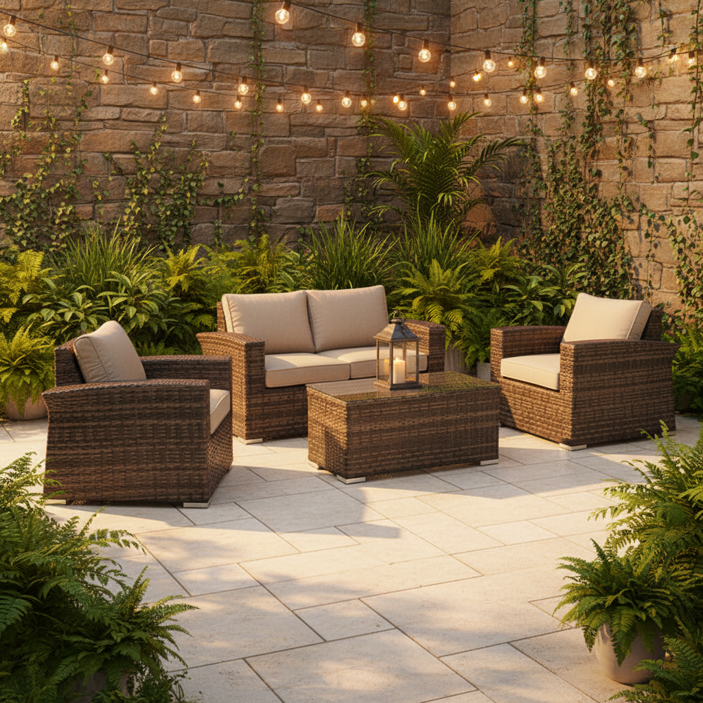 Alfresco Home Baily Resin Wicker Outdoor 4-Piece Loveseat Set with Sunbelievable Ostrich Cushions